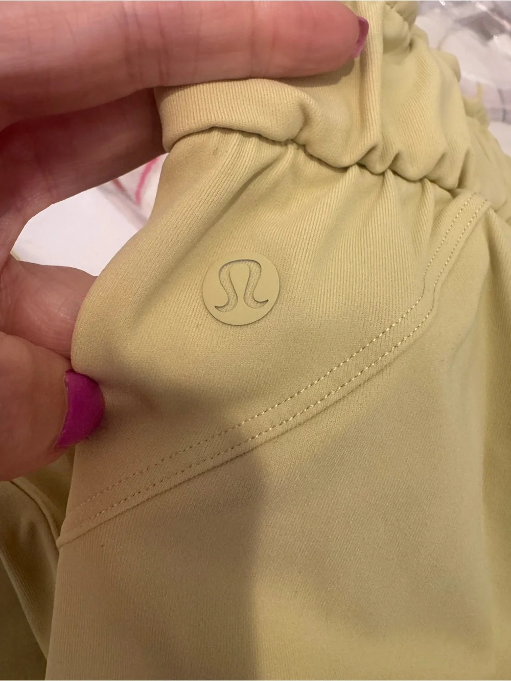 lululemon athletica Pale Yellow Elastic Ruffle Waist Joggers
